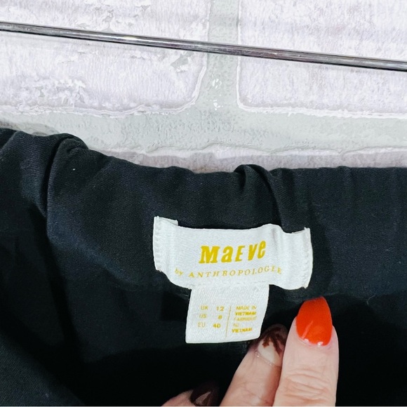 Maeve by Anthropologie Pintuck Tapered Leg Cuffed Black Trousers Size 8 - Picture 9 of 11